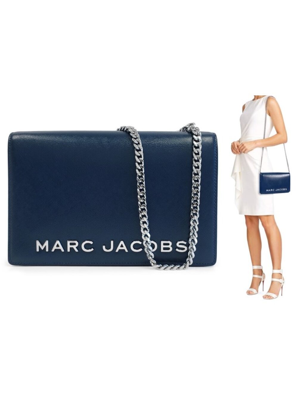 Marc Jacobs Women's Party Wallet on a Chain Crossbody Shoulder Bag Clutch Blue